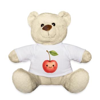 Cuddly Cherry Face Kawaii Kids Baby Fruit - Teddy Bear - white - Front
