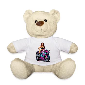 Pin-up-Mädchen auf Rennrad - Teddy - Weiß - Vorne
