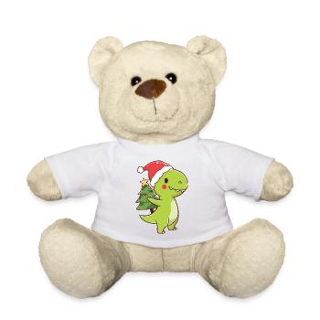 Kawaii Dino T-Rex avec sapin de Noël - Nounours - blanc - Devant