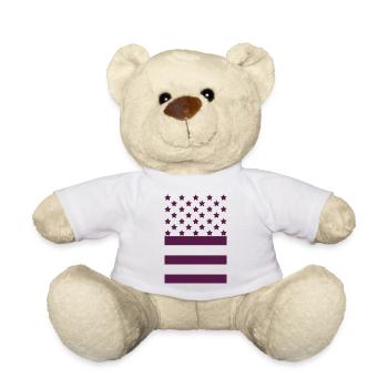 Dunkelviolette Flagge – Sterne-und-Streifen-Design - Teddy - Weiß - Vorne