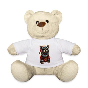Christmas Dog in Coat - Teddy Bear - white - Front