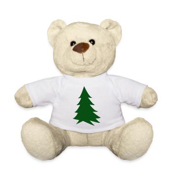 Deep green silhouette fir - Teddy Bear - white - Front