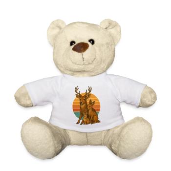 Hirschfamilie mit Kaninchen - Teddy - Weiß - Vorne