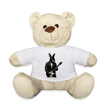 Rabbit in Leather plays Guitar - Teddy Bear - white - Front
