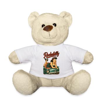 Rockabilly Oldtimer Auto Pin Up Girl Geschenk - Teddy - Weiß - Vorne