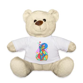 Katze Katzen Geometrie Abstrakte Kunst Geschenk - Teddy - Weiß - Vorne