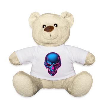 Neon Skull with Headphones - Teddy Bear - white - Front
