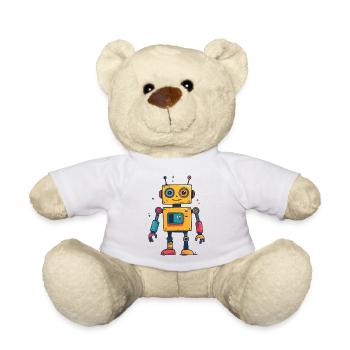 bunter lustiger verspielter Retro Roboter - Teddy - Weiß - Vorne
