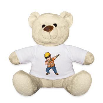 Dabbing Construction Worker – Funny Cartoon Motif - Teddy Bear - white - Front