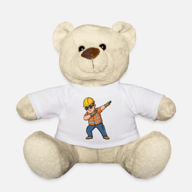 Dabbender Bauarbeiter – lustiges Cartoon Motiv - Teddy - Weiß
