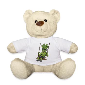Funny Leek Celery Cartoon Swinging Fun - Teddy Bear - white - Front