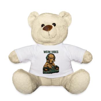 Weimaraner DJ: Retro Music Design – Weim Vibes - Teddy Bear - white - Front