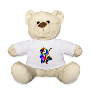 Rock And Roll Guitarist In Stage Action Pop Art - Teddy Bear - white - Front