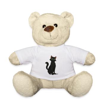 Chat noir espiègle illustration - Nounours - blanc - Devant