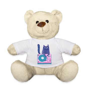 Purple Cat DJ auf dem Plattenspieler - Teddy - Weiß - Vorne