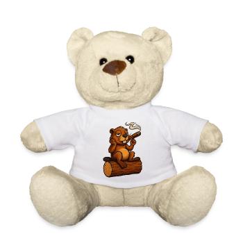 Chillender Biber mit Zigarre - Teddy - Weiß - Vorne