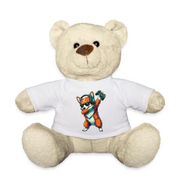 Gamer Corgi Dog Playing Video Games Art - Teddy Bear - white - Front