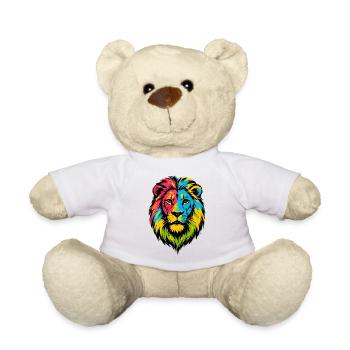 Farbenfroher Wildlöwe – Kunstfarben springen hervor - Teddy - Weiß - Vorne
