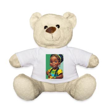 Buntes Afro-Kind in Zöpfen - Teddy - Weiß - Vorne