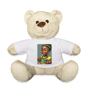 Buntes und fröhliches afrikanisches Mädchen - Teddy - Weiß - Vorne