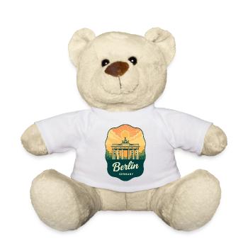 Badge de voyage rétro de Berlin Brandenburg Gate Allemagne - Nounours - blanc - Devant