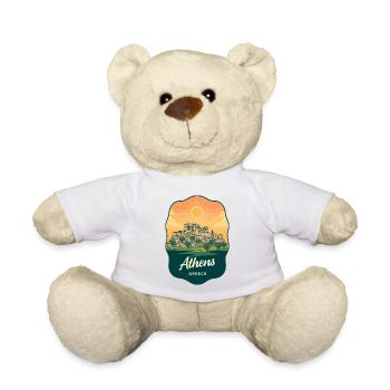 Athens Parthenon Vintage Sunset Abzeichen - Teddy - Weiß - Vorne