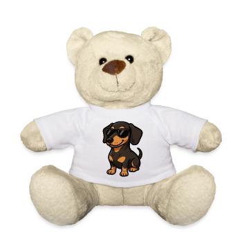 Cooler Dackel mit Sonnenbrille Freund Herrchen - Teddy - Weiß - Vorne