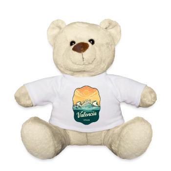 Valencia, Spanien Vintage Sunset Reiseabzeichen - Teddy - Weiß - Vorne