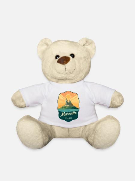 Marseille Notre Dame Vintage-Reiseabzeichen - Teddy - Weiß
