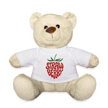 Fraise - Design graphique esthétique rétro de fruits - Nounours - blanc - Devant