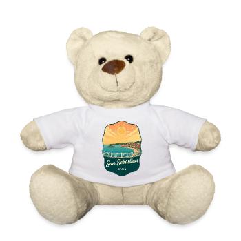 San Sebastian La Concha Retro Sunset Badge - Teddy Bear - white - Front