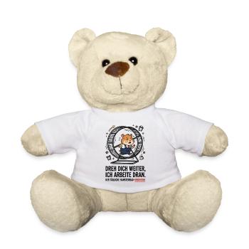 Hamsterrad Arbeit Alltag Stress Humor - Teddy - Weiß - Vorne
