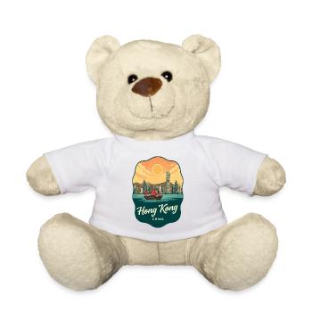 Hongkonger Victoria Harbour Retro-Sonnenuntergangsabzeichen - Teddy - Weiß - Vorne