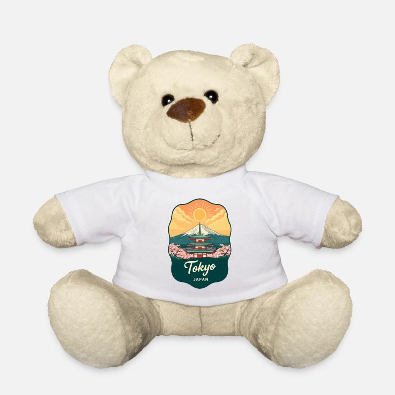 Tokyo Mount Fuji Vintage Sunset Reiseabzeichen - Teddy - Weiß