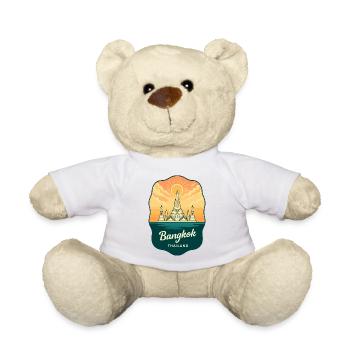 Badge de voyage Bangkok Wat Arun Vintage Sunset - Nounours - blanc - Devant