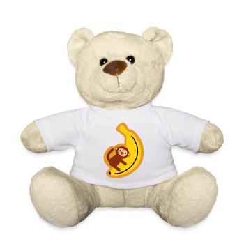 T-shirt banane singe drôle Un petit t-shirt jungle animal mignon - Nounours - blanc - Devant