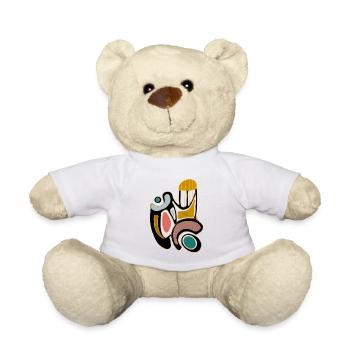 Abstract color shapes with organic lines - Teddy Bear - white - Front