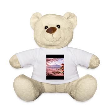 Sakura at Fuji and Pagoda - Teddy Bear - white - Front