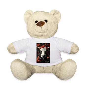 Stierkopf im Herbstlaub - Teddy - Weiß - Vorne