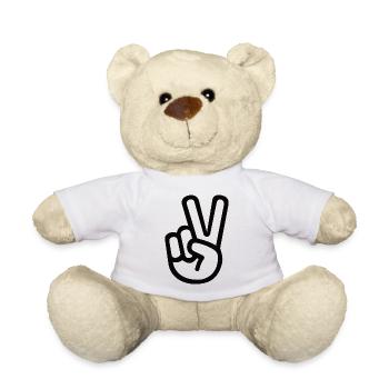 Peace Handzeichen – Victory Symbol - Teddy - Weiß - Vorne