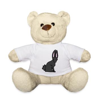 black bunny - Teddy Bear - white - Front