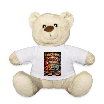 Cassette néon rock rétro de 1959 - Nounours - blanc - Devant