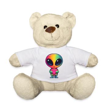 Ami au cœur d’extraterrestre arc-en-ciel - Nounours - blanc - Devant