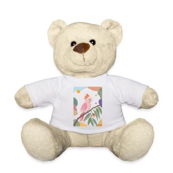 Pink Cockatoo Parrot Bird Design - Teddy Bear - white - Front