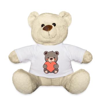 Bear with Red Heart Gift Mother's Day - Teddy Bear - white - Front