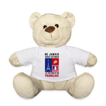Éiffel et Coeur Français - Nounours - blanc - Devant