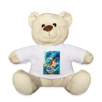 Blauer Weltraumring mit Feuer - Teddy - Weiß - Vorne