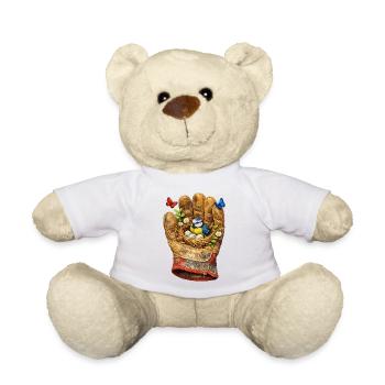 Nest im Handschuh mit Vogel und Blumen - Teddy - Weiß - Vorne