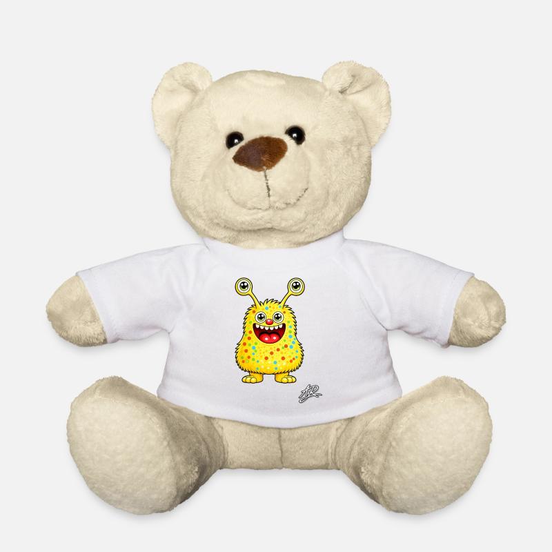 Gelbes Monster mit Konfetti-Punkten - Teddy - Weiß