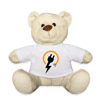 Electrician logo with lightning bolt and plug - Teddy Bear - white - Front